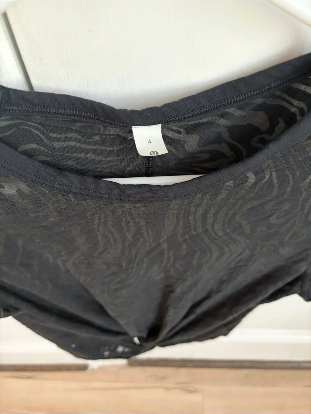 Lululemon Black Twist-Front Sheer Short Sleeve Top
